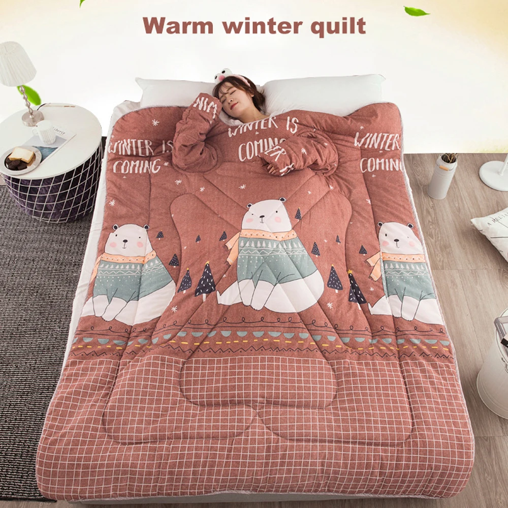 Warmful winter Comforters autumn Lazy Quilt with Sleeves family Blanket Cape Cloak Nap Blanket Dorm