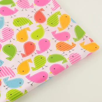 

Pink Cotton Twill Fabrics Quilting Patchwork Telas Tissue Colorful Birds Designs Scrapbooking CM Sewing Cloth Home Textile