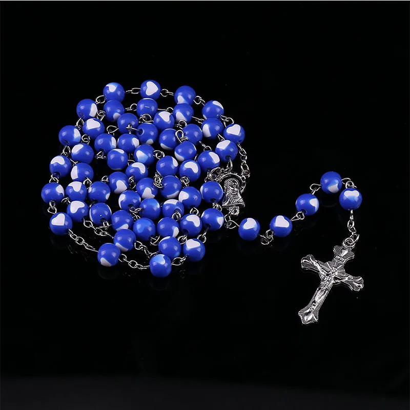 Ожерелье из католического розака в форме сердца ожерелье круглого кристалла с