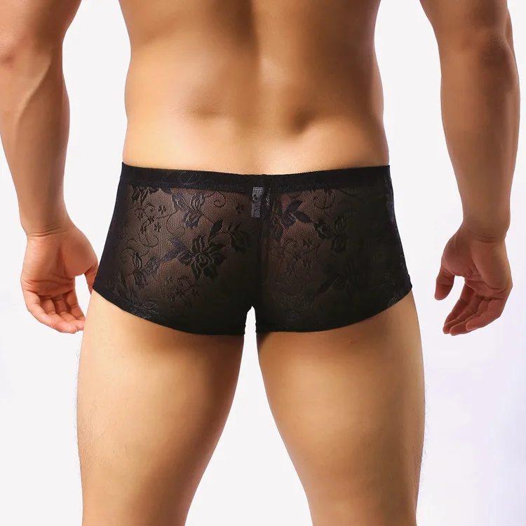 

Sexy Men Underwear Lace Men Boxer U Convex Pouch Gay Men Underwear Sexy Panties Breathable De Marca Boxers Shorts Man Underpants
