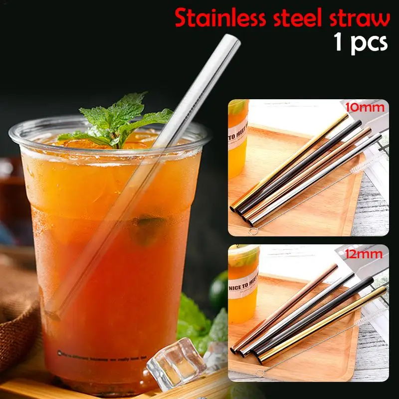 

Colorful 304 Stainless Steel Rose Gold Straws Reusable Straight Metal Drinking Straw With Cleaner Brush Set Party Bar Accessory