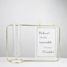 Горячая подвеска пробирка прозрачная стеклянная ваза металлическая подставка для цветов домашняя декорация Кованое железо фоторамка водная культура Gree