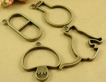 

40pcs Fashion Alloy border Shaped base time gem rabbit charms pendant antique silver bronze Handmade earring bracelet necklace