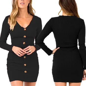 

Winter Long Sleeve Dress Bodycon Dress Women Elegant Sweater Dress Midi Sexy Club Wear Party Dresses Vestido
