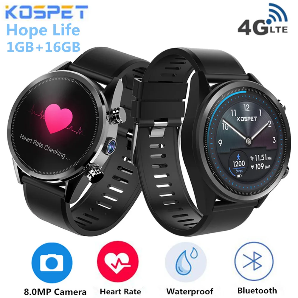 Kospet надеюсь Lite 4G Smartwatch телефон Android 7 1 4 ядра 25 GHz GB Оперативная память 16 Гб