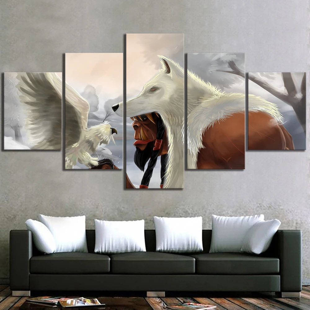  Home Decor Modular Canvas Picture 5 Piece WOW Warcraft DOTA 2 Classic Game Painting Poster Wall For