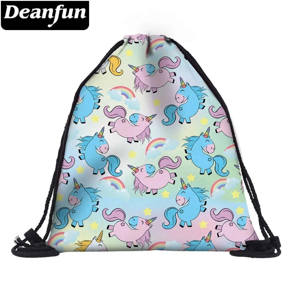 

Deanfun Waterproof Drawstring Bag Printing Girls Rainbow Cute Unicorn Drawstring Backpack Custom Logo Bags Dropshipping 60202