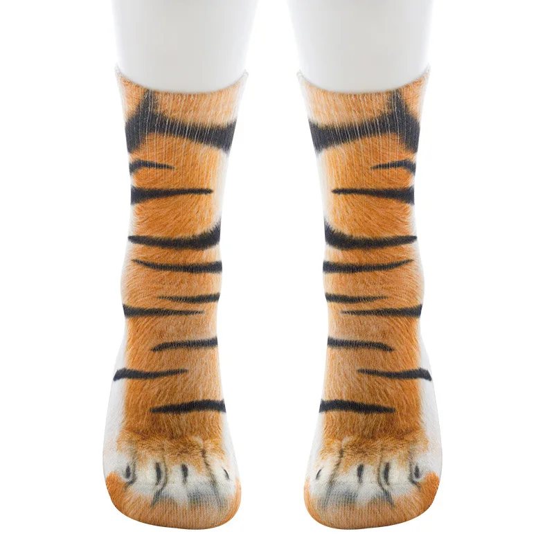 

Unisex Tiger Dog Cat Sock 2019 NEW 3D Print Animal Foot Hoof Paw Feet Crew Socks Adult Novelty Funny Digital Simulation Socks