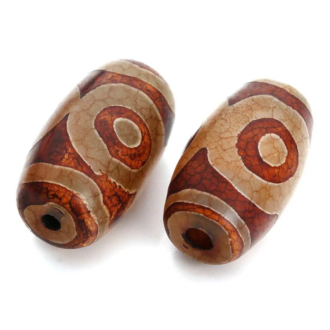 

2pcs beads Brown Natural Tibetan Stone Onyx Dzi Beads Drum 15x26mm 3eyes Oval Stone Beads for making bracelet necklace fashion