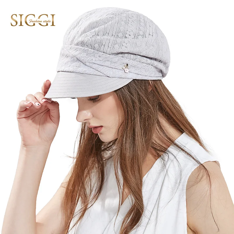 

FANCET Elegant Viscose Womens Berets Hats Soilid Flower Mesh Lining Adjustable UPF50+ UV Brim Vintage Sun Hat Newsboy Caps 99309