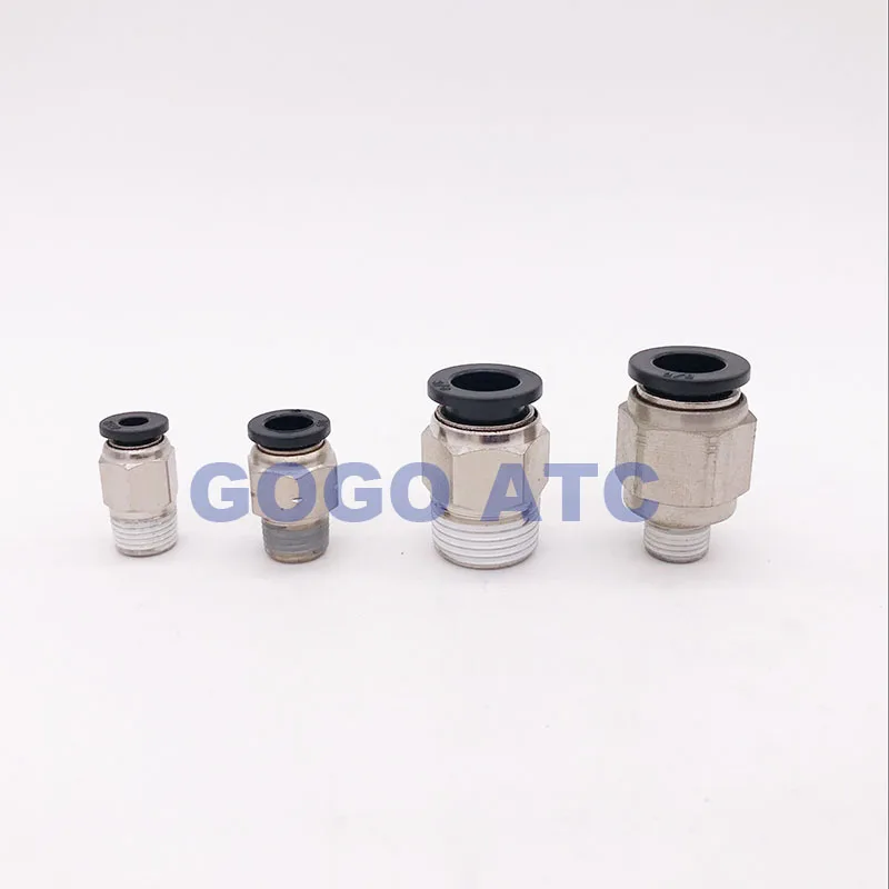 PC-04-06 1//4 Tube OD x 3//8 NPT Thread Male Straight Connector Push to Connect Pneumatic Tube Fitting 5 Pack