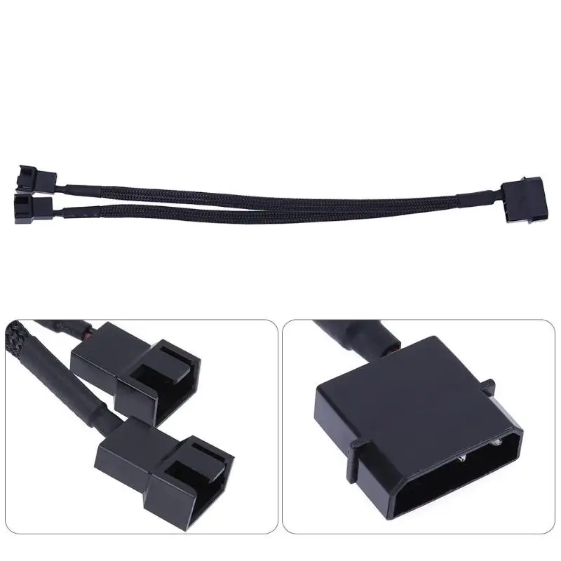 High Quality 4pin IDE Molex to 2 Port 3Pin/4Pin Cooler Cooling Fan Splitter Power Cable Black Sleeved Computer Cables Connectors |