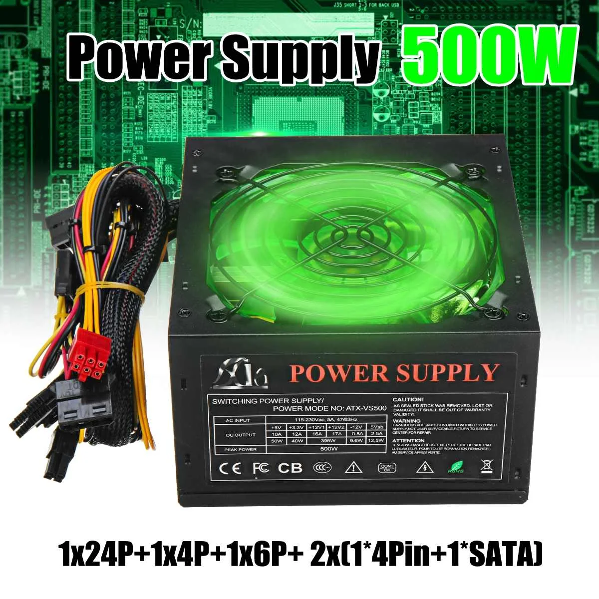 500 W إمدادات الطاقة 120 مللي متر LED مروحة 24 دبوس PCI SATA ATX 12 V PC وحدة إمداد الطاقة للكمبيوتر لسطح المكتب الألعاب 500 W إمدادات الطاقة 120 مللي متر LED مروحة 24 دبوس PCI SATA ATX 12 V PC وحدة إمداد الطاقة للكمبيوتر لسطح المكتب الألعاب