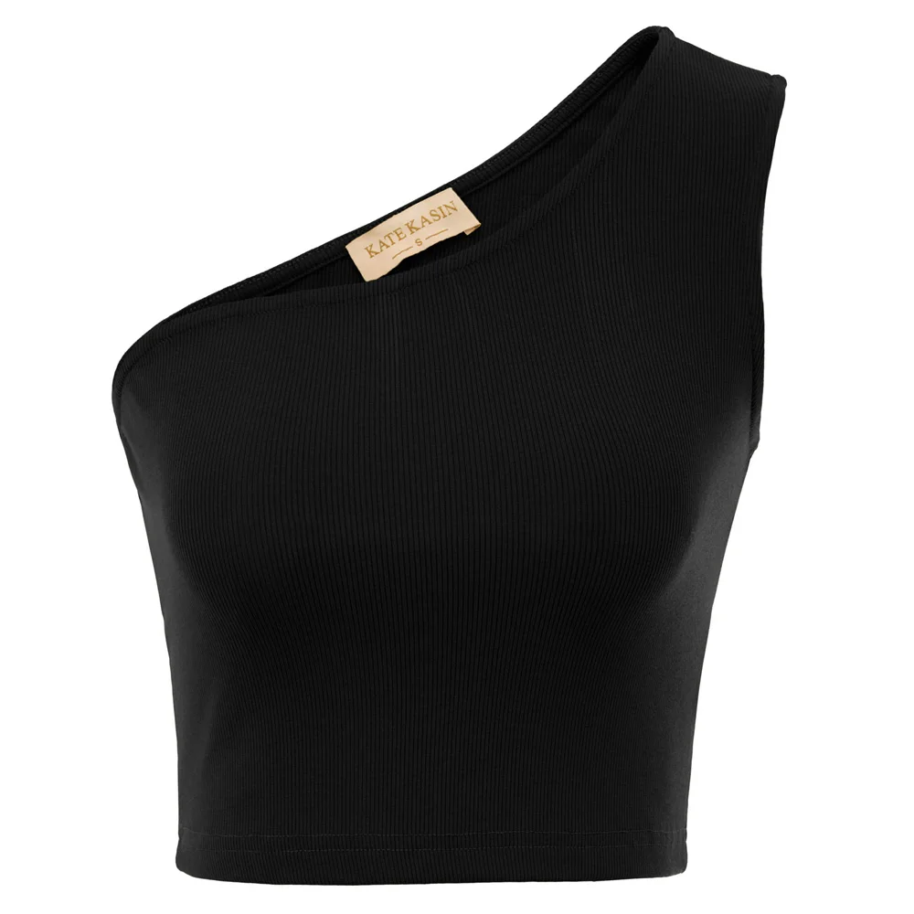 

KK Sexy Women's Sports gym Sleeveless Asymmetric One Shoulder Cropped Tops