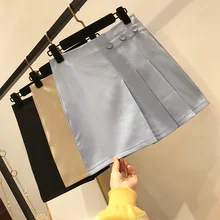 Юбки, распродажа, Saia, миди, Женская плиссированная юбка выше колена, Мини Длина, однотонная кнопка, простая, с завышенной талией, весна, милая