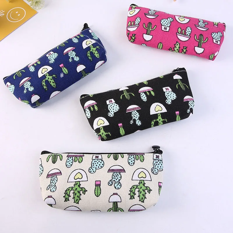 

Cute Cactus Pencil Case Canvas Pencil Pouches Kawaii Pencil BagsFor Kids Girls Gift School Office Supplies Korean Stationery