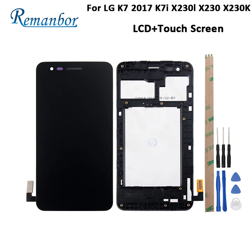 

Remanbor For LG K7 2017 K7i X230l X230 X230K LCD Display And Touch Screen+Tools Digitizer Black With Frame For LG K7 2017 5.0''