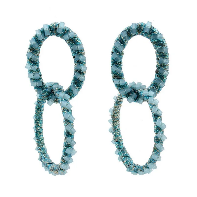 

Big Round Circle Pendant Crystal Bead Drop Dangle Earrings for Women Florate Brand Long Rope Thread Party Statement Earrings New