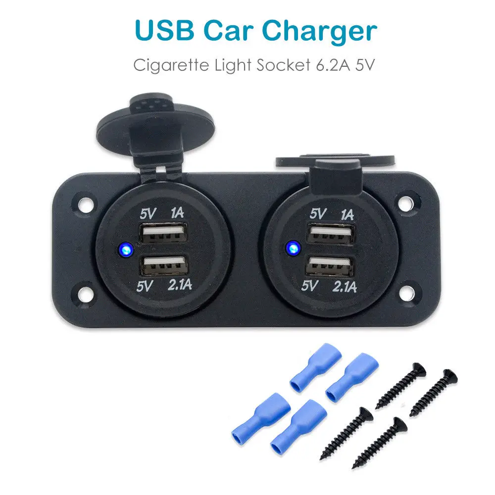 

12V/24V Car Dual 3.1A USB Cigarette Lighter Socket Plug Charger Power Adapter