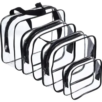 

4 Pieces Make-up Bags Travel Toiletry Bag Organizers for Traveling, Business Trip and School, Water-Proof (Black + transparent
