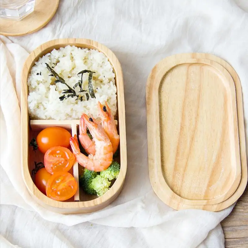 

Lunch Box Japanese Style Wooden Compartment Oak Student Portable Packing Box Full Solid Wood Sushi Bento Boxes