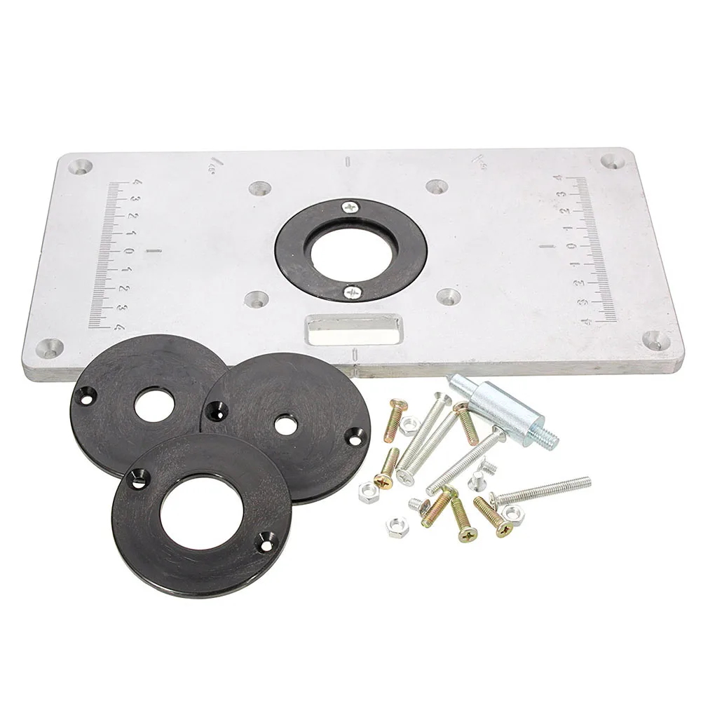 

KKMOON Multifunctional Router Table Insert Plate 4 Loops Screws Aluminum Alloy for Woodworking Benches Woodworking Tools