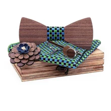 Новая Деревянная костюмная галстук-бабочка запонки на воротнике Свадебные галстук-бабочка карман шарф костюм с деревянной коробкой можно настроить мода