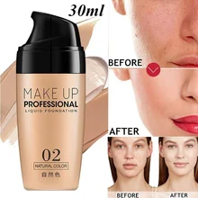 30 мл/бутылка профессиональный полный охват Жидкая Основа основа для макияжа натуральный цвет консилер матовый долгосрочная основа макияж
