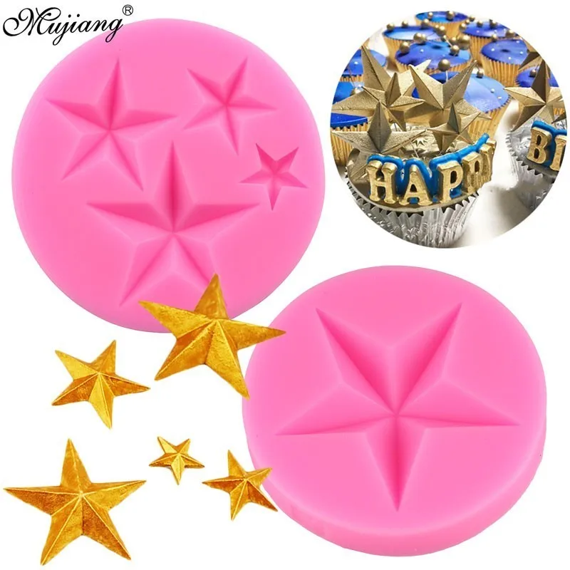

3D Star Silicone Mold Cupcake Topper Fondant Cake Decorating Tools DIY Cookie Baking Jelly Candy Clay Chocolate Gumpaste Mould