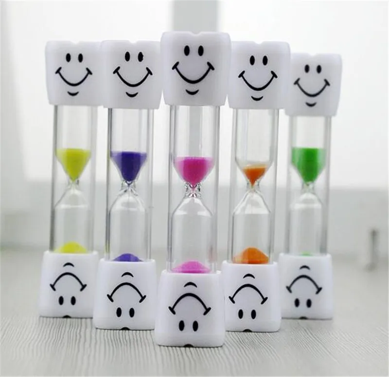 New 200pcs Smiley Children Kids Toothbrush Timer Hourglass Sand Clock Egg Timer 3min Timer For Tea/Cafe Timekeeping Hourglass