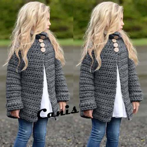 

Toddler Girls Fall Winter Clothes Long Sleeve Solid Button Knitted Sweater Cardigan Cloak Coat