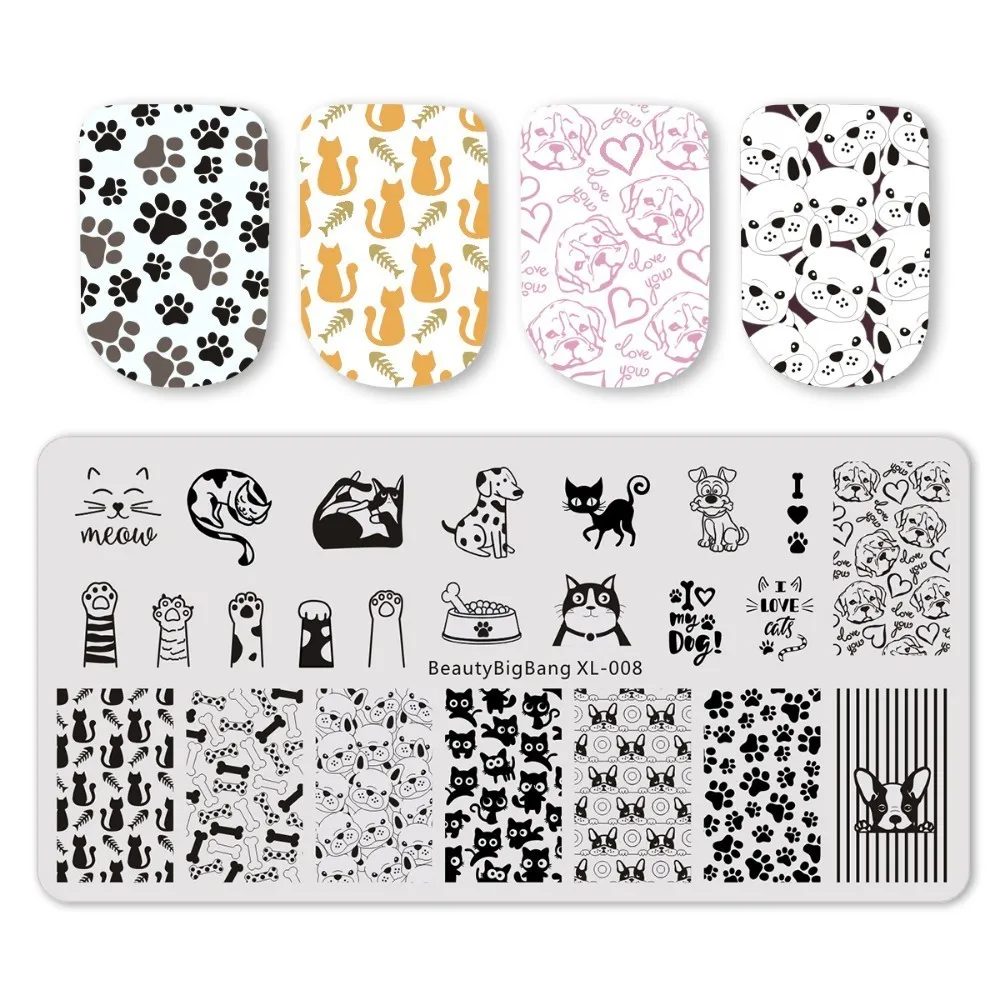 BeautyBigBang 6*12 см штамповка для ногтей Рисунок собаки и кошки трафареты | Отзывы и видеообзор