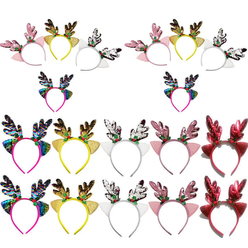 Christmas Sequins Headbands Cute Cat Ears Beautiful Hairband Ornament