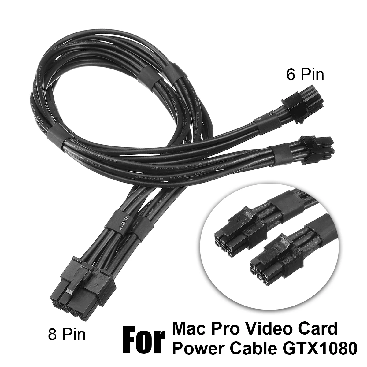 

37 cm 16AWG Graphics Card Power Cord Dual Mini 6 Pin to 8 Pin Replacement Video Card Power Cable PCI-e for Mac Pro GTX1080