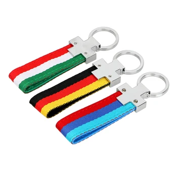 

Car Key Ring Metal and Cloth Italy Germany Flag Universal Outdoor Sport Styling Keychain Car Accessories