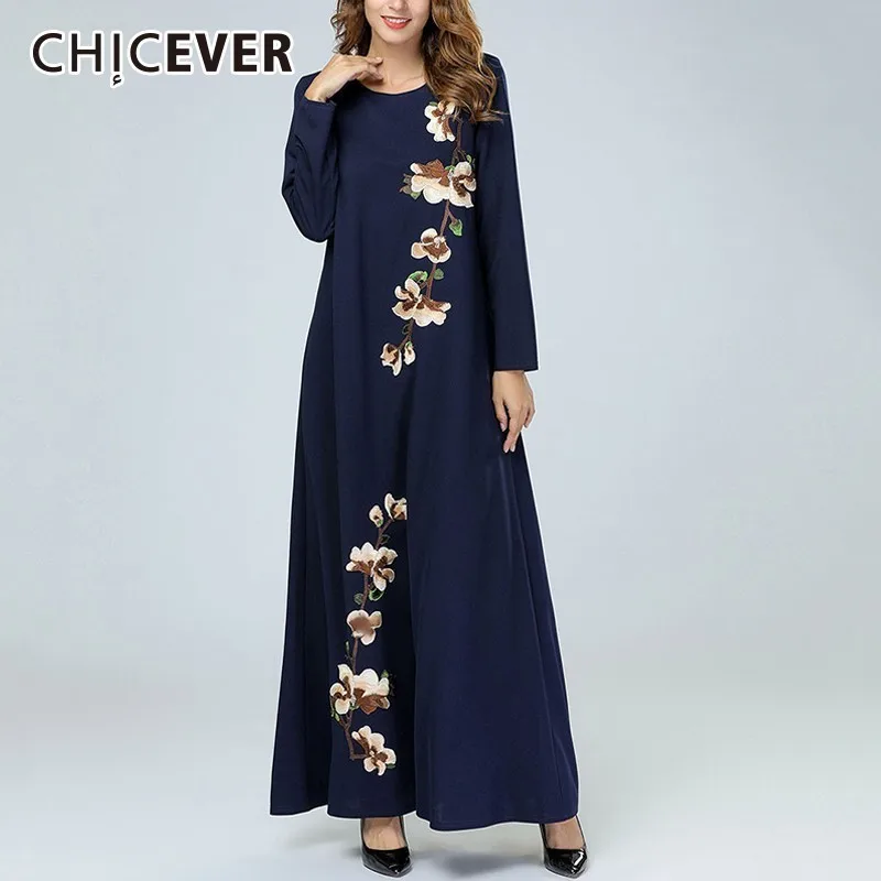 CHICEVER/весенние женские платья с цветочной вышивкой для женщин круглым вырезом