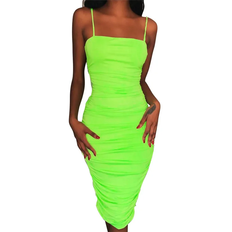 

AINYFU 2019 Strapless Spaghetti Strap Bandage Dress Black Sexy Bodycon Summer Dress Party Casual Basic Beach Pleated Dress 468