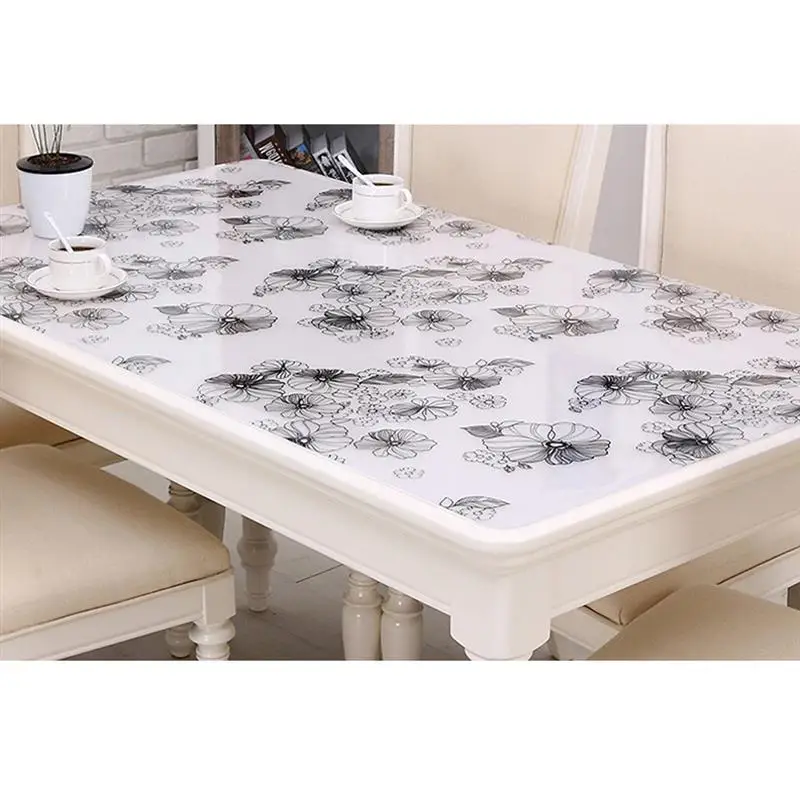 Soft Glass Thick PVC Tablecloth Waterproof Anti-Hot Plastic Tablecloth Coffee Table Mat Transparent Frosted Crystal Plate