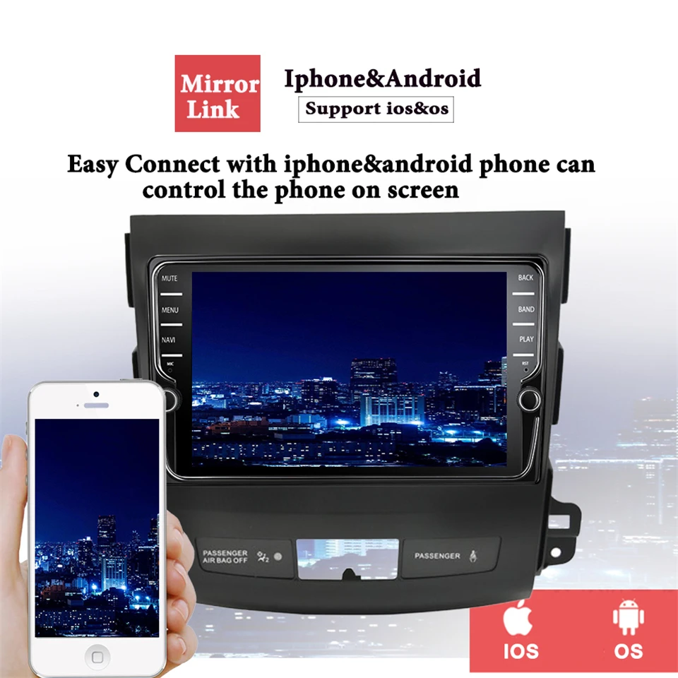 Android 10.0 car dvd radio player for multimedia Mitsubishi Outlander 2008-2014 for Peugeot 4007 Citroen Crosser 4G LTE Carplay