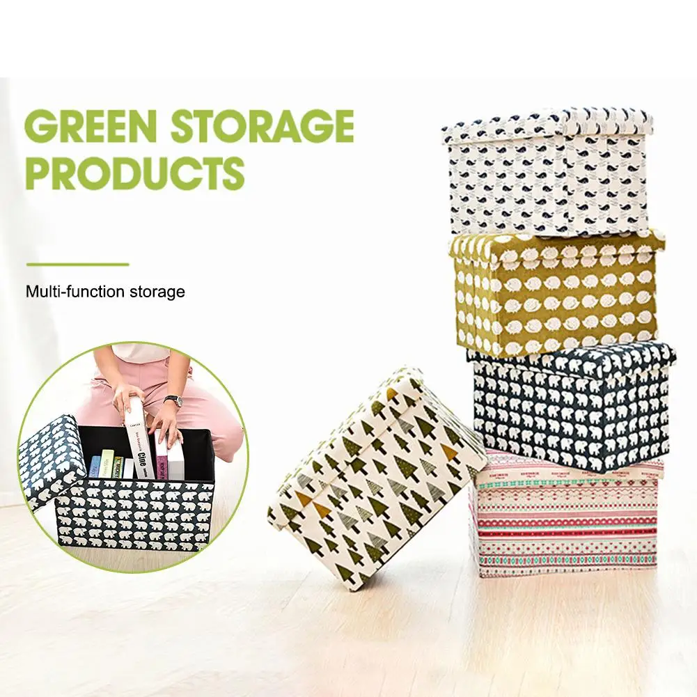 

Change Shoe Bench Cotton Stool Solid Wood Storage Box Sofa Pedal Sundries Clothes Organizer Toy Storage Box Home Decoration