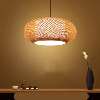 

Chinese Hand Knitted Bamboo Rattan Pendant Lights Rustic Tatami Led Hanging Lamp Interior Decoration Homestay Luminaria Lighting