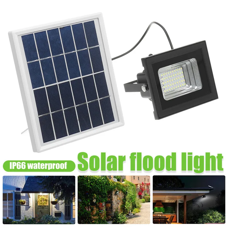 

Outdoor Solar Light Solar Flood Lights 50 LED Solar Panel Waterproof Security Light for Garden Garage Lawn Pool Fence White