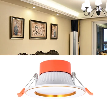 

2019 New 3 Lighting Color Downlight LED Downlight AC85-265V 5W LED Round Ceiling Recessed Down Light Indoor Home Decor Lamp