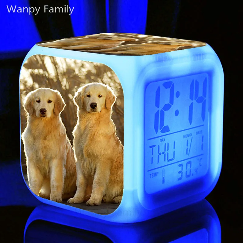 Черный светодиод для домашних собак Будильник 7 цветов светящийся цифровой будильник для детей Рождественский подарок Multifunction светящиеся часы