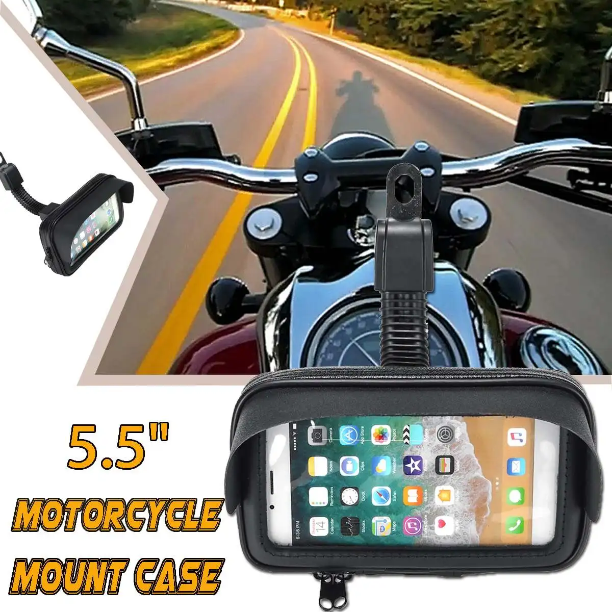 

Waterproof Bike Bicycle Mobile Phone Holder Stand 5.5 inch Motorcycle Handlebar Mount Bag For iphone X for Samsung for Huawei