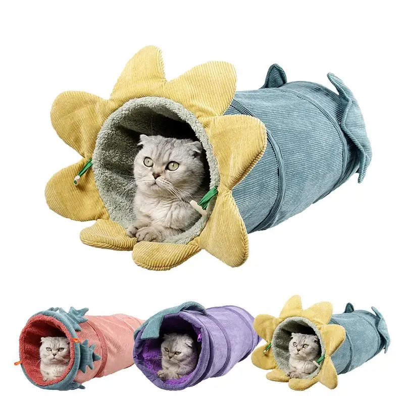 

Folding Channel cartoon Cat Tunnel Pet Cat Bed Small Dog Puppy Kennel Cat Sleeping Bag Warm Nest