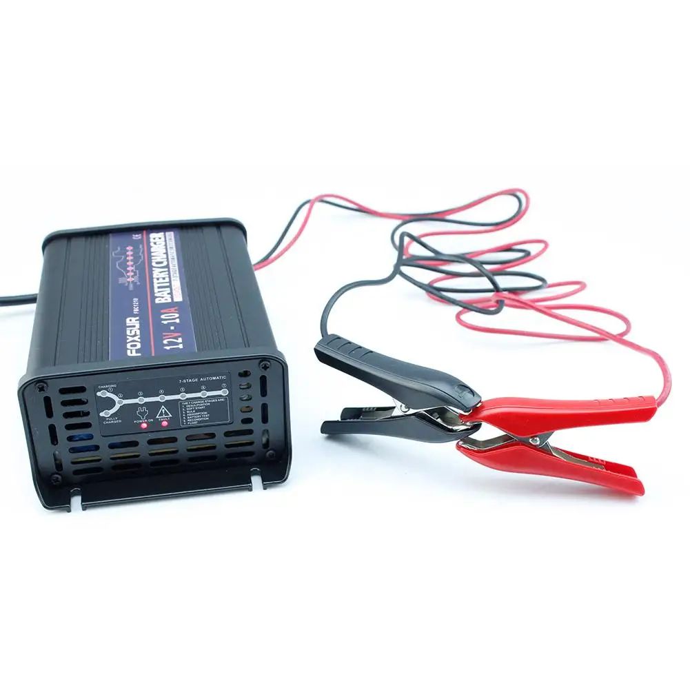 12V10A 7-segment Battery Charger Lead-acid Battery Charger Car Battery Charger Short Circuit Protection Reverse Connection Prote