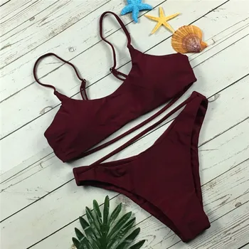

Bikinis 2019 Mujer Women Swimwear Solid Beachwear Two Piece Swimsuit Mini Bikini Set Push Up Swimwear Beach Wear Maillot De Bain