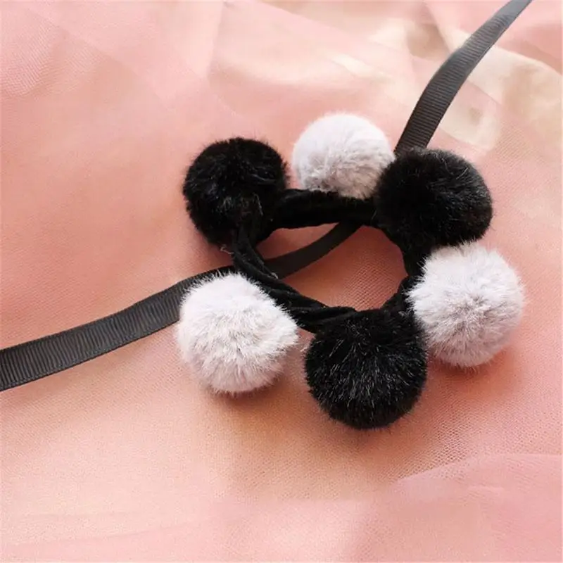 Sweet Girls Hair Accessories Colorful Pompon Elastic Hair Bands Rings Cute Creative Faux Fur Ball Hair Lovely Hair Accessories