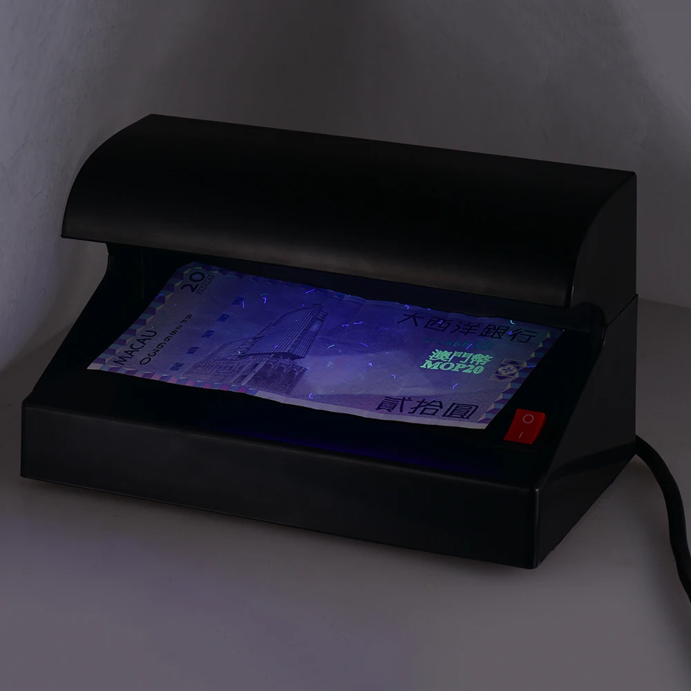 Портативный Настольный мультивалютный детектор поддельный денежный банкнот Проверка тестер Один УФ-светильник для евро-фунта
